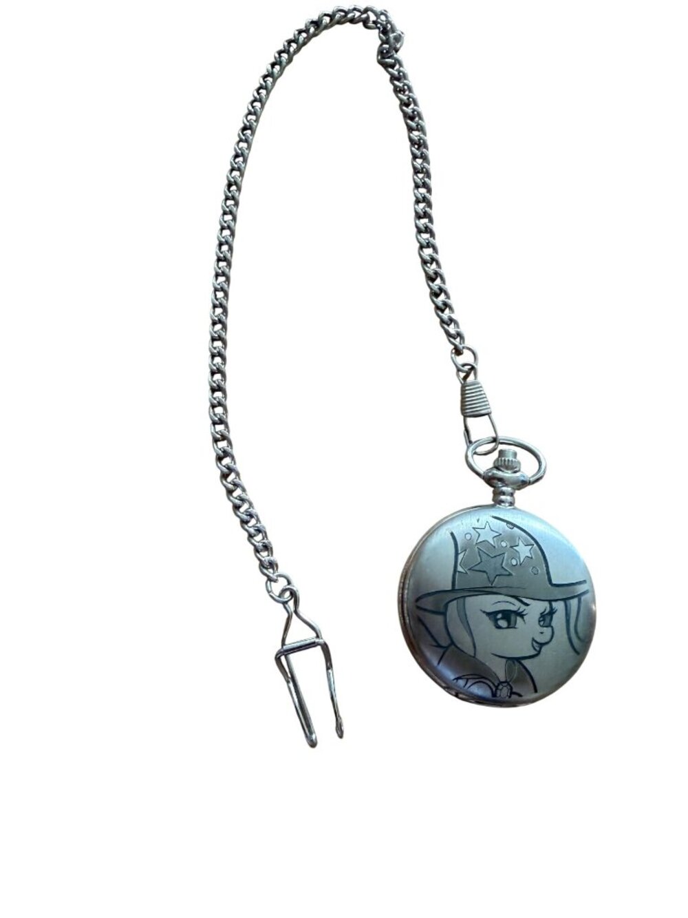 Engraved Quartz My Little Pony Pocket Watch With Chain & Clip
